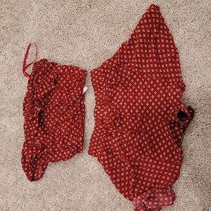 XS red bandeau with shorts